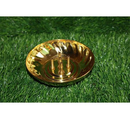 Salvus APP SOLUTIONS Brass Agarbatti Stand with Dhoop Holder (4 x 4 Inch)