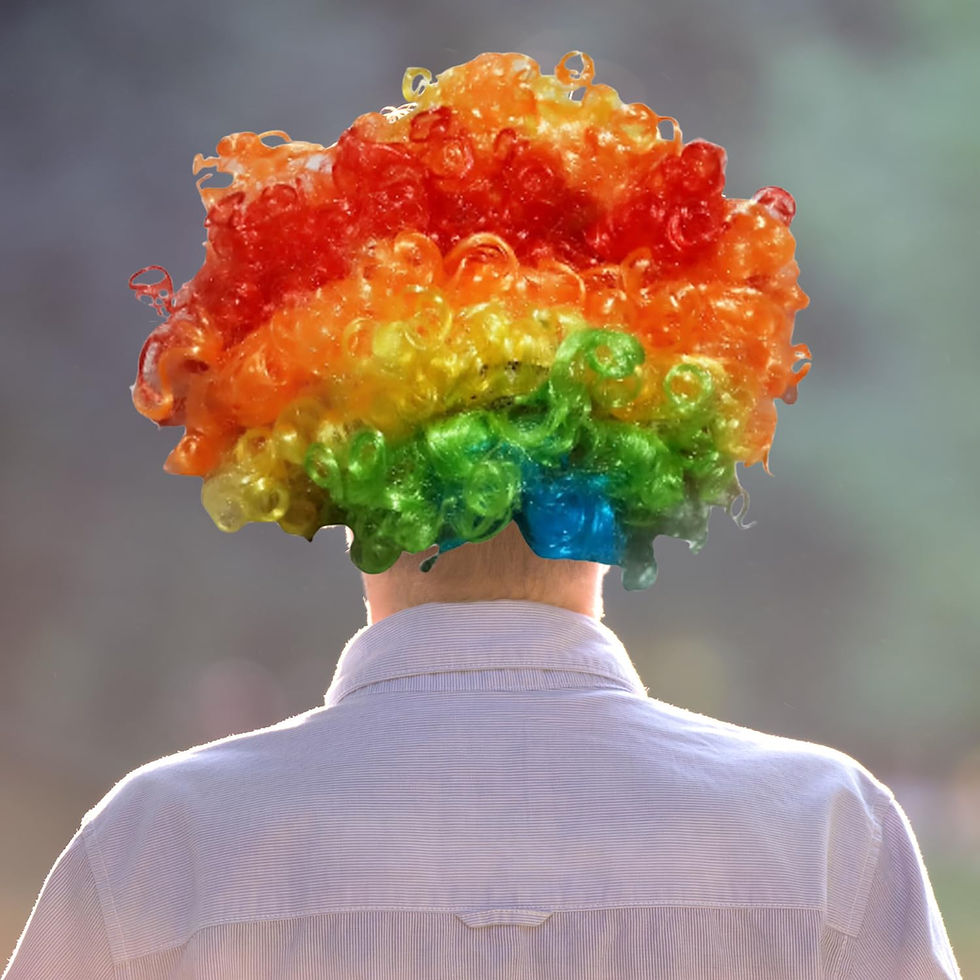 Thumbnail: Synthetic Colorful Short Wavy Hair Wig or Holi & Fashion (Multicolor)