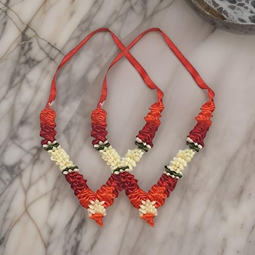 Thumbnail: Salvus App SOLUTIONS Artificial Flower Garland/Pooja Haar Mala Set of 2 (5 Inch)
