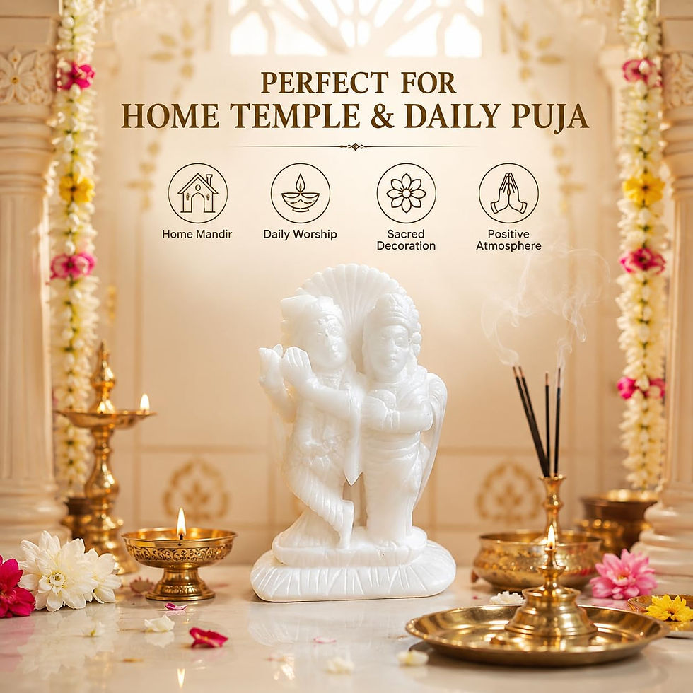 Thumbnail: Pure White Marble Radha Krishna Statue (3.5 x 5.5 Inch)