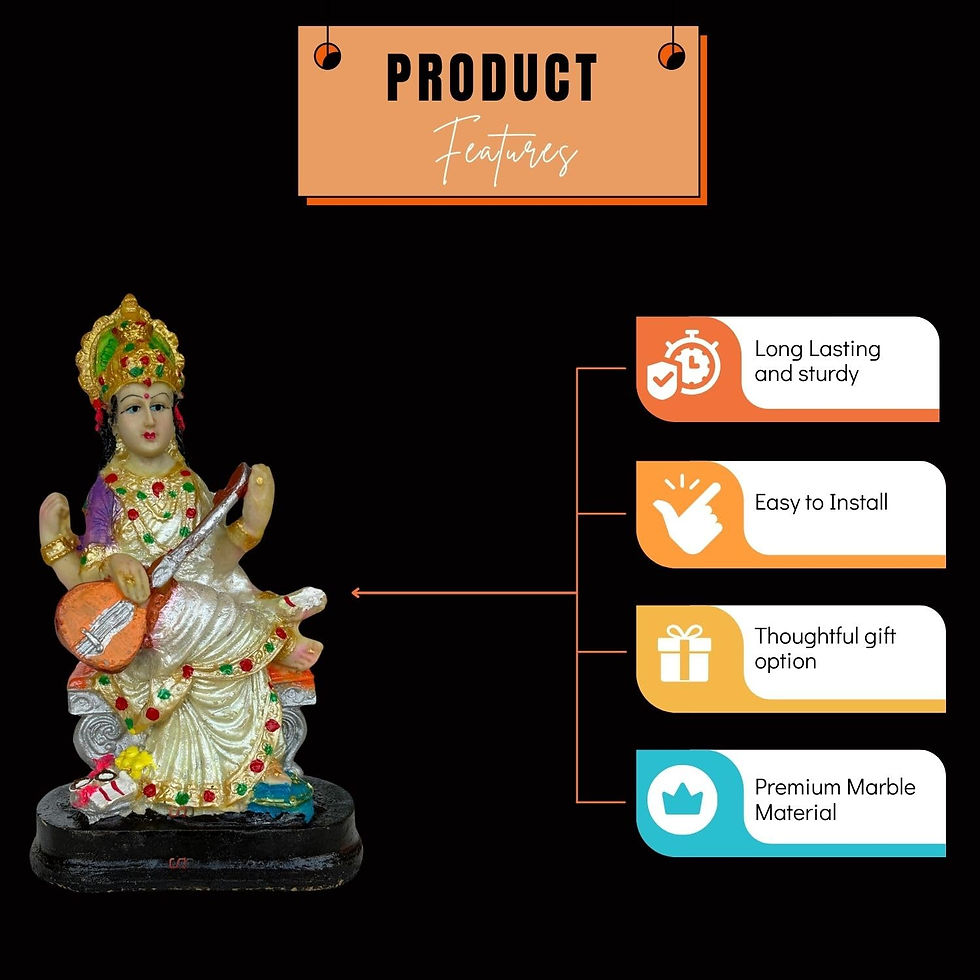 Thumbnail: Salvus APP SOLUTIONS Marble God Maa Saraswati Sitting Murti (10cm x 19cm)