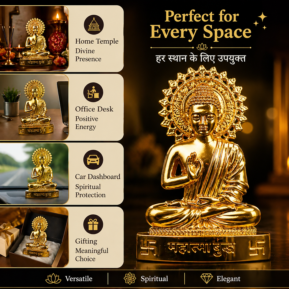 Thumbnail: Metal Lord Buddha Statue for Home-Office Decor (Gold_11 cm)