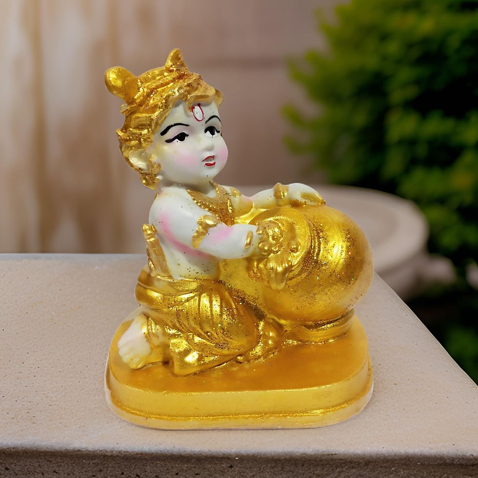 Thumbnail: Salvus App SOLUTIONS Polyresin White & Gold Makhan Chor, Laddu Gopal (5.5 inch)
