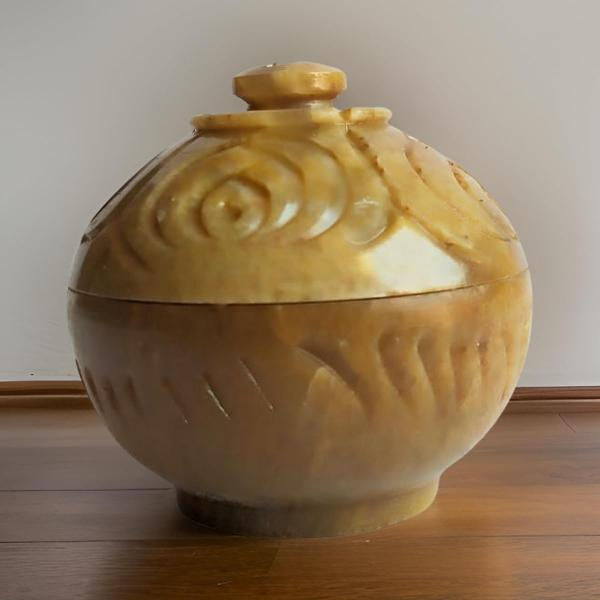 Thumbnail: Salvus APP SOLUTIONS Marble Round Sindoor Box - for Women (Brown_1.5x2 Inch)