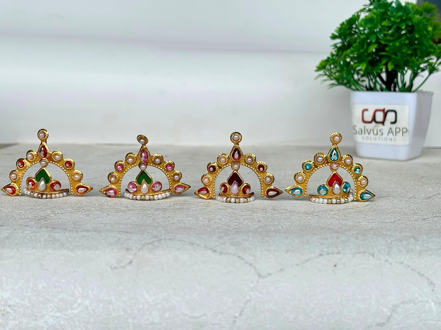 Salvus APP SOLUTIONS  Crown: Metal Mukut for Laddu Bal Gopal, 1 Pc (1.5 inch)
