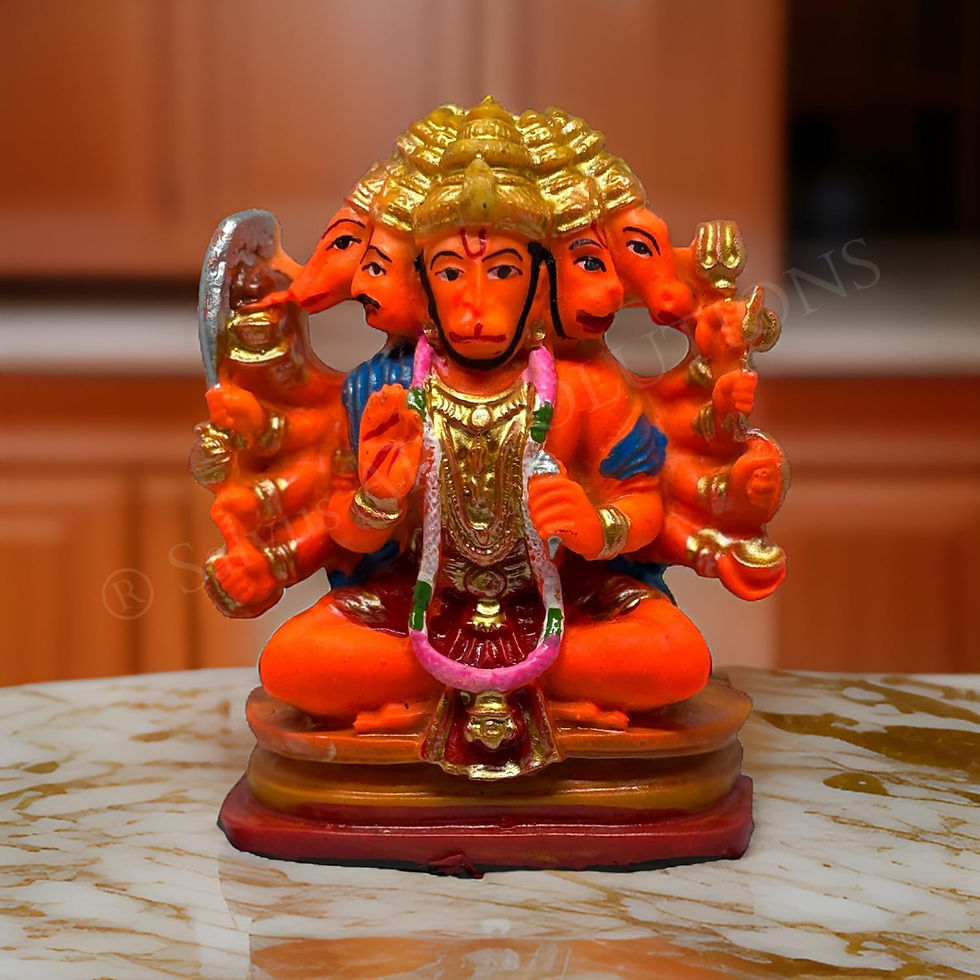 Thumbnail: Salvus App SOLUTIONS Marble Attractive Panchmukhi Hanuman Murti (3x4 Inch)
