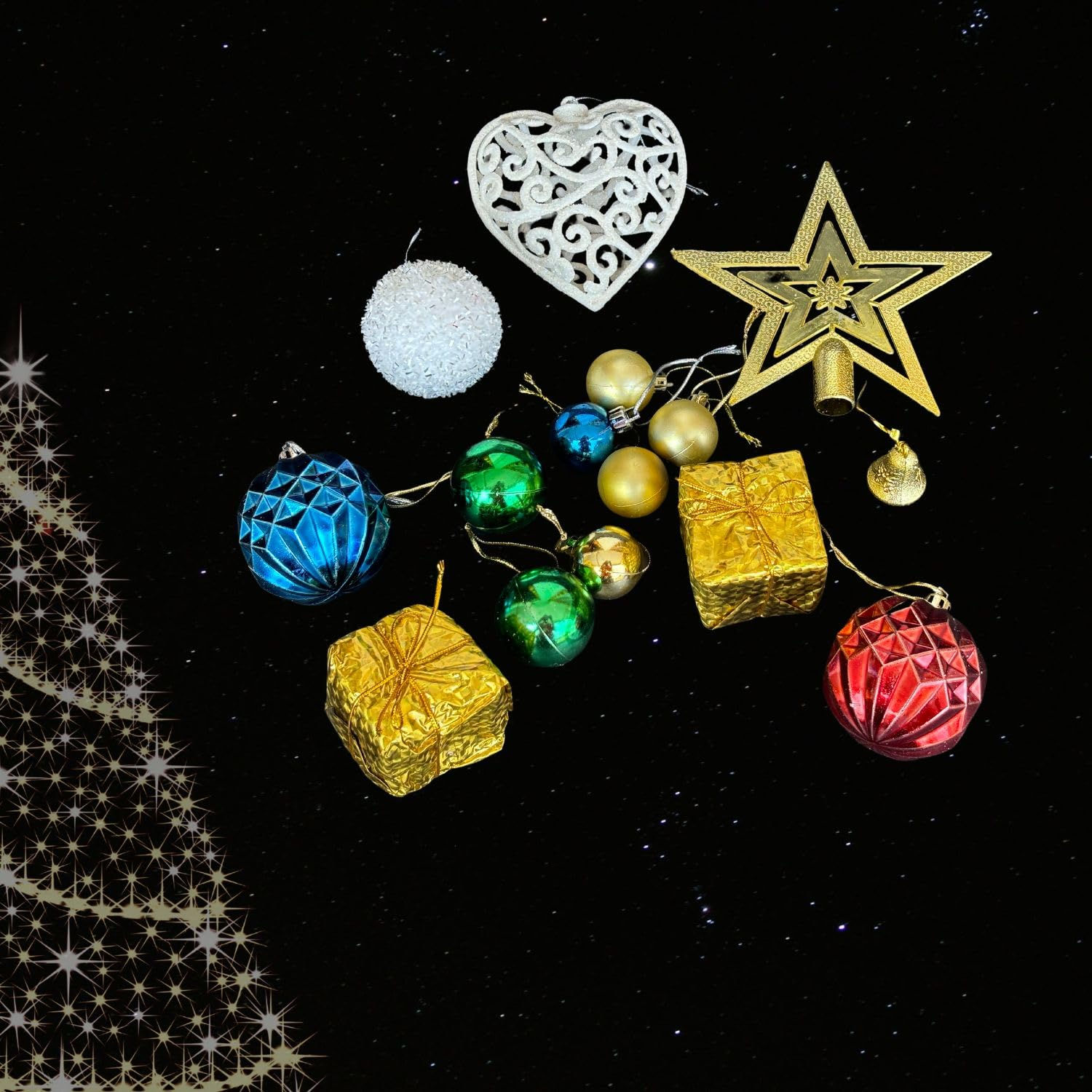 Salvus App SOLUTIONS 15 Pcs Big Snow Stars Christmas Tree Decorations Set