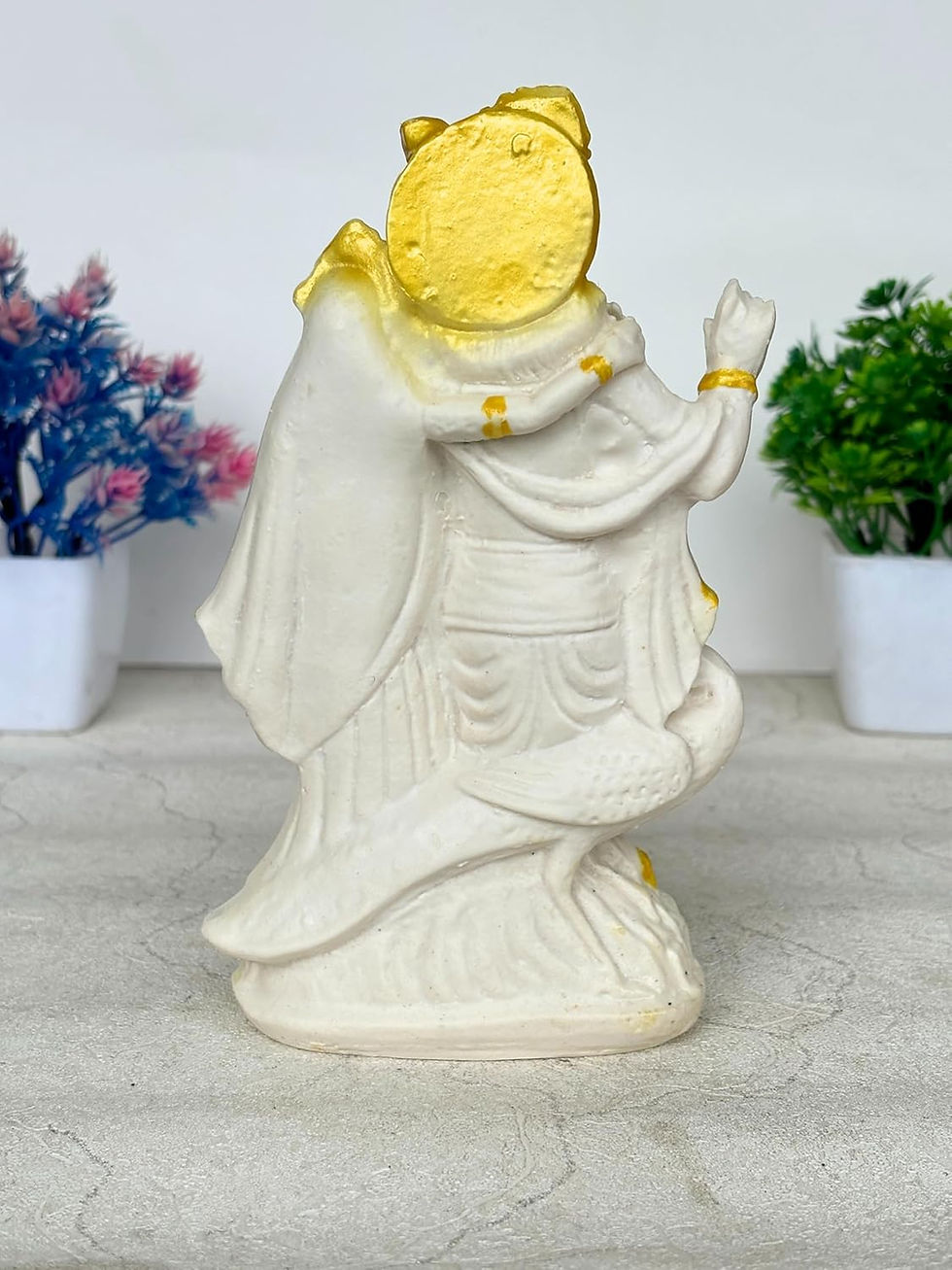 Thumbnail: Salvus APP SOLUTIONS Marble Dust Radha Krishna Idol (White & Gold_3.5x6.5 Inch)