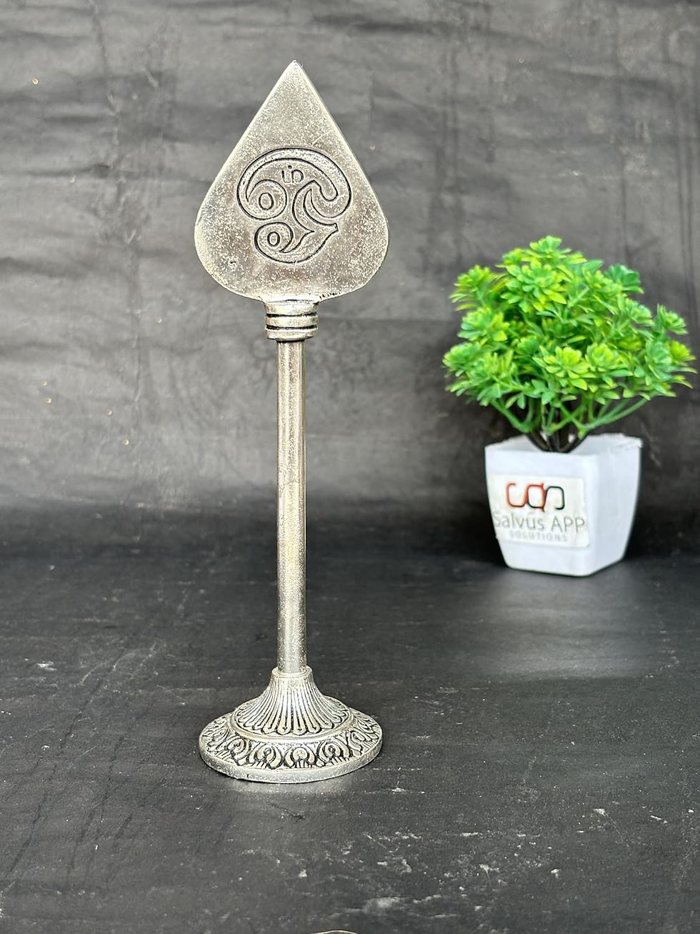 Thumbnail: Salvus APP SOLUTIONS Metal Silver Lord Murugan Vel for Pooja (Height-8 inch)
