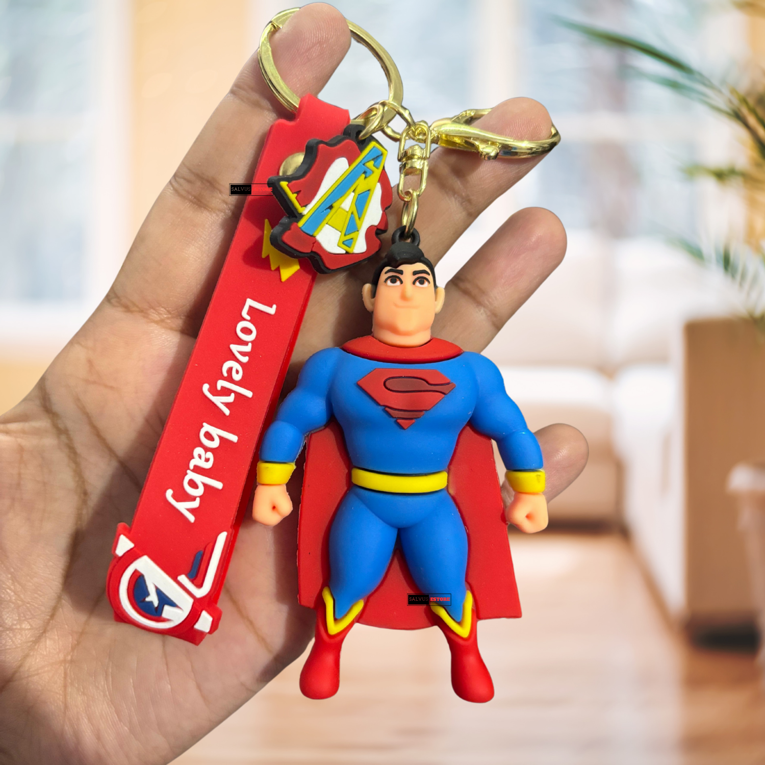 Superman 3D Silicone Keychain for Superhero Fans - Cool Cartoon Key Ring for Bag
