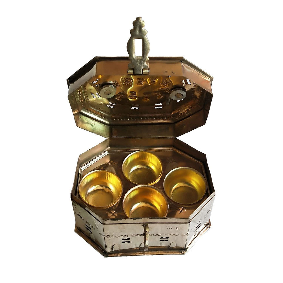 Thumbnail: Salvus APP SOLUTIONS Antique Brass Octagonal Shape Vintage Pan Dani (4x4x7 inch)