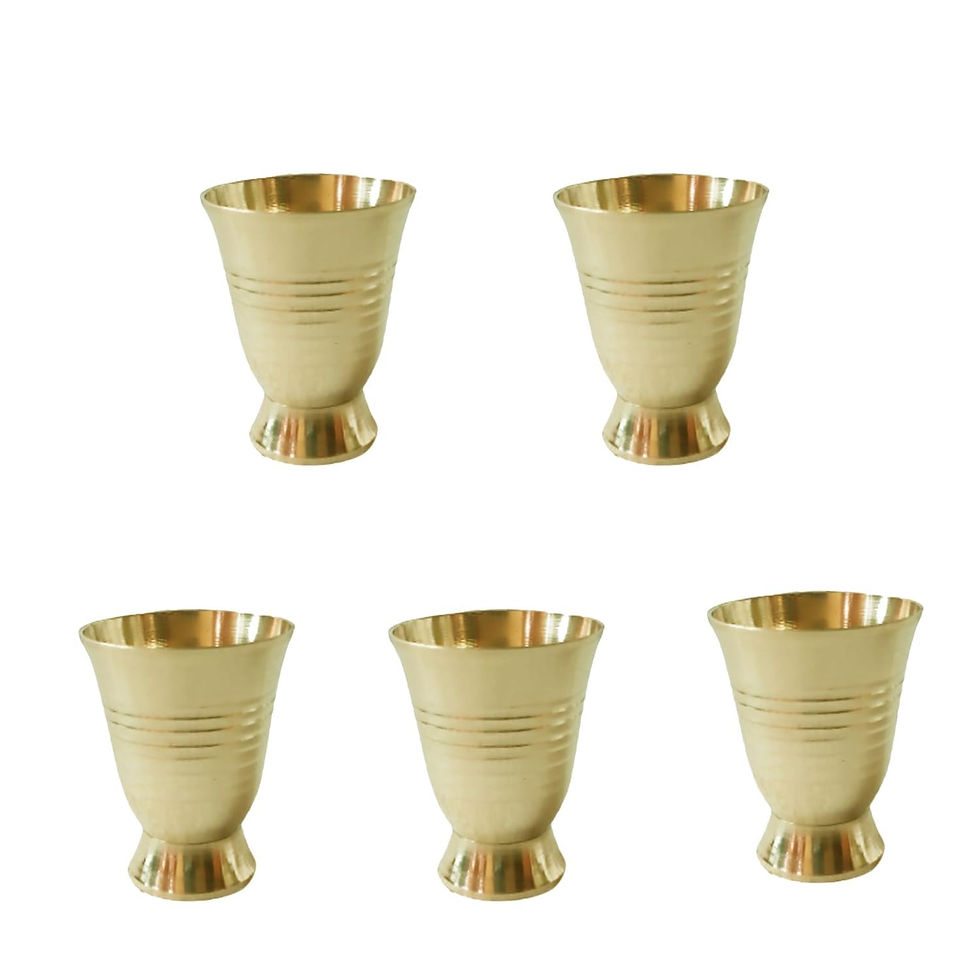 Salvus APP SOLUTIONS Elegant & Intricate Brass Glass Set of 5(Golden_2.5x3 inch)