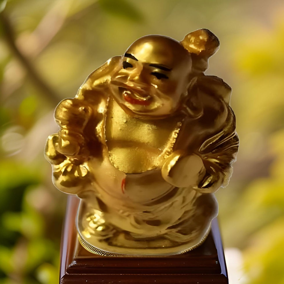 Thumbnail: Salvus APP SOLUTIONS Polyresin Feng Shui Golden Laughing Buddha (Gold_5 cm) (L2)