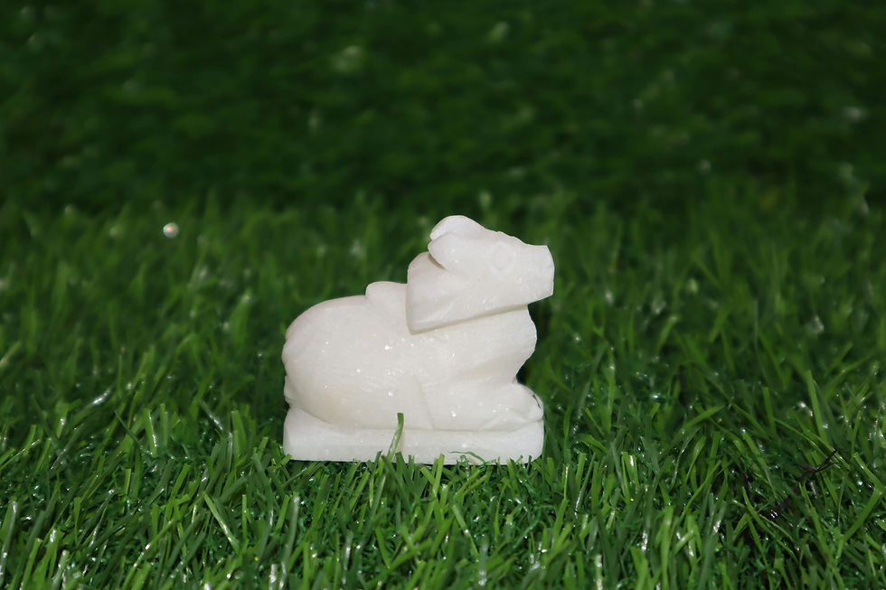 Thumbnail: Salvus App SOLUTIONS White Marble Dust Nandi Idol for Pooja (White, 3x3 INCH)