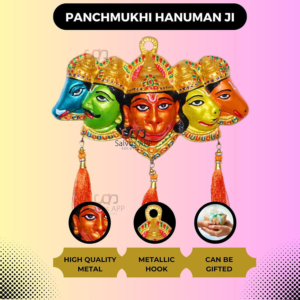 Thumbnail: Salvus APP SOLUTIONS Panchmukhi Hanuman Ji Wall Hanging, Set of 2 (7x4.5 Inch)
