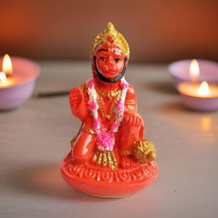 Salvus APP SOLUTIONS Marble dust Hanuman Ji Idol for Home (Multicolor_2x3 Inch)