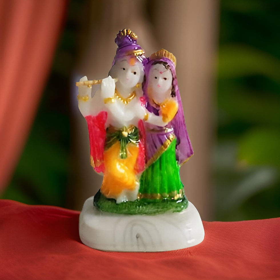 Thumbnail: Marble Dust Baba Pagdi Radha Krishna Murti (Multi_4 Inch)