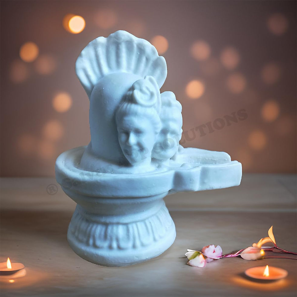 Salvus App SOLUTIONS Marble Lord Shivling with Shiva & Parvati Face & Sheshnaag