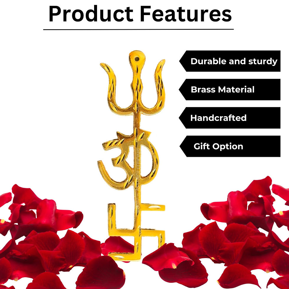 Thumbnail: Salvus APP SOLUTIONS Om Trishul Swastik Trishakti Yantra (6 in_Golden) [2 Pc]
