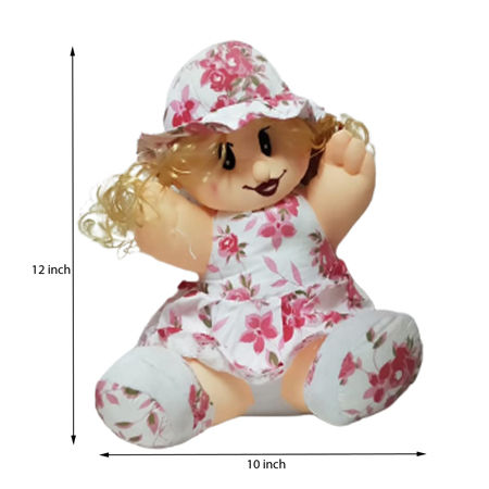 Thumbnail: Salvus APP SOLUTIONS Cotton Stuffed Sitting Doll (Pink & White_10x12 Inch)