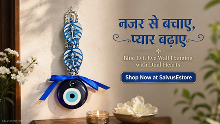 Blue Evil Eye Wall Hanging with Dual Heart Charms: Powerful Protection & Elegant Home Decor