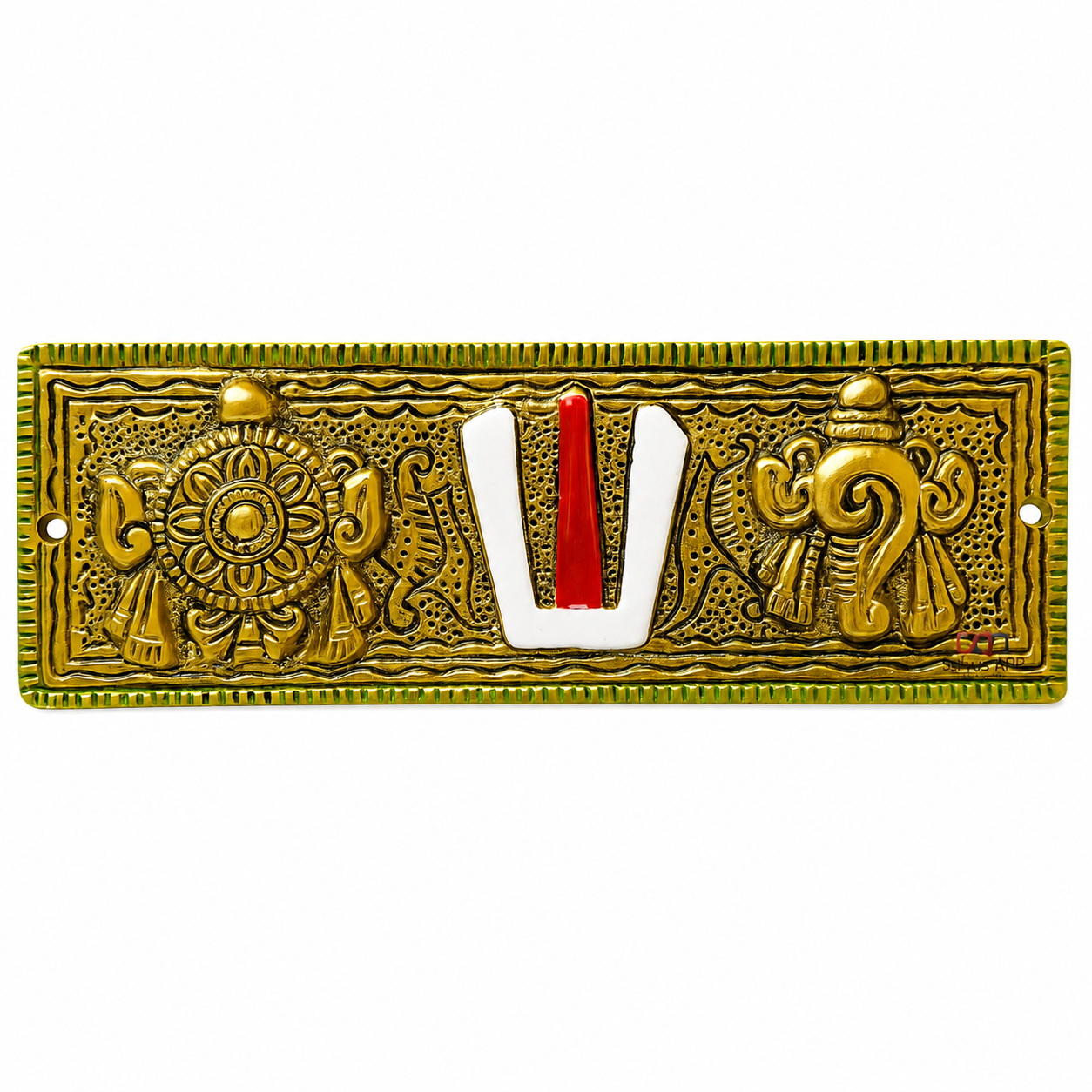 Tirupati Shankh Chakra Namah Wall (Gold Green_7x2.5 inch)