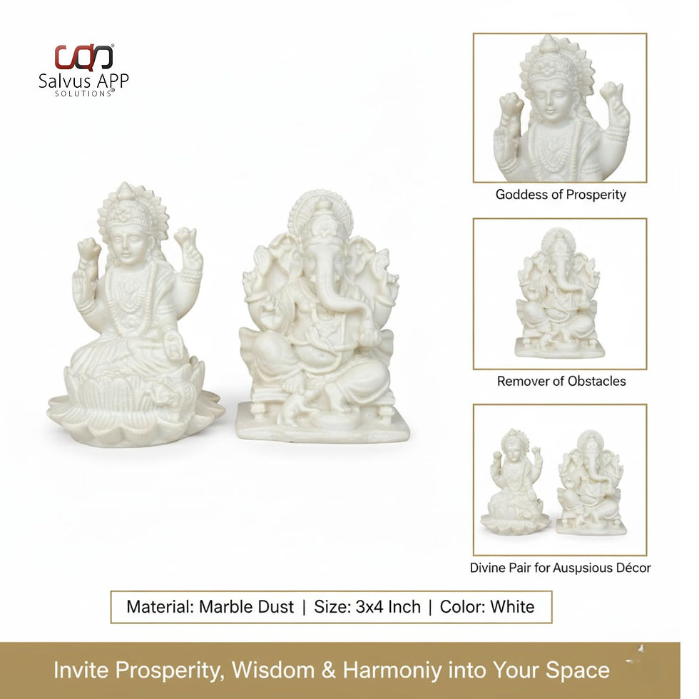 Thumbnail: Salvus APP SOLUTIONS Elegant Marble Dust God Laxmi-Ganesha Statue
