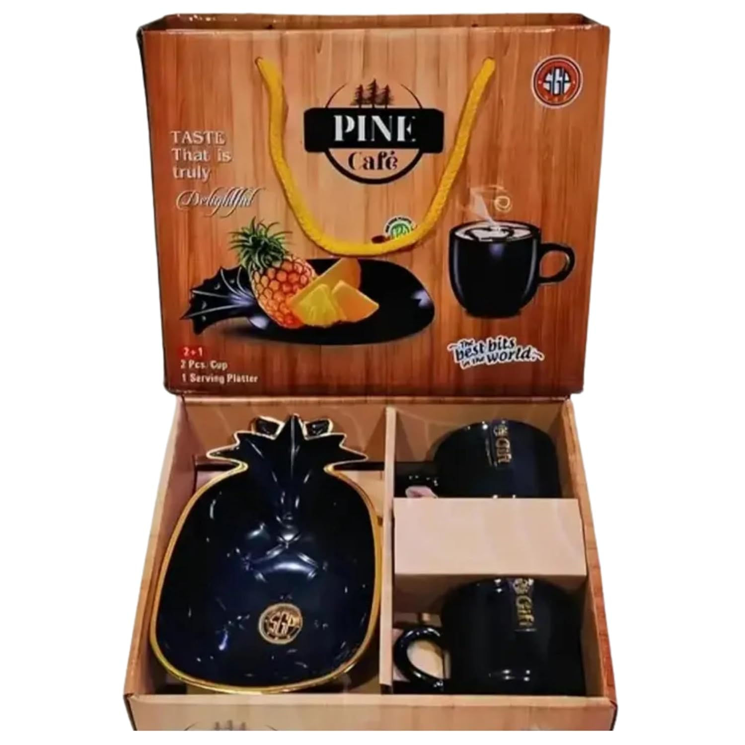 Salvus APP SOLUTIONS Pineapple Shaped Serving Plate with 2 Matching Cups