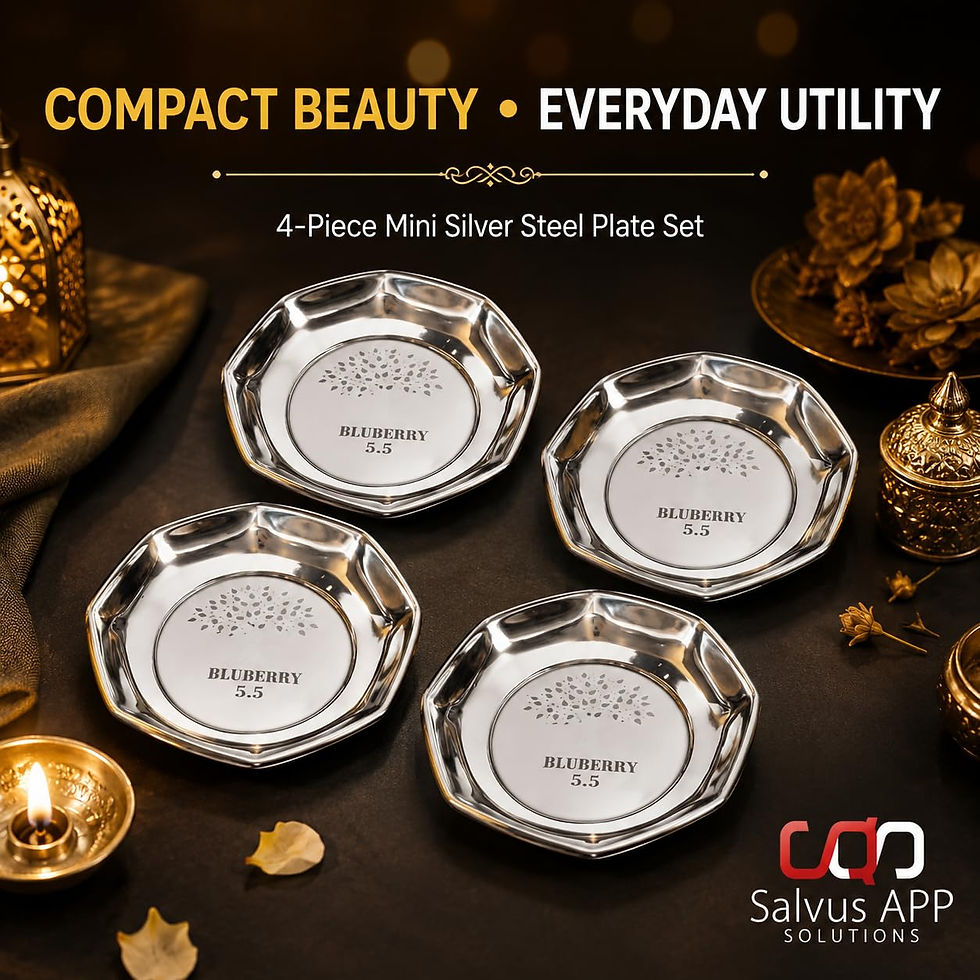 Thumbnail: Stainless Steel Small Dinner Plate 4-Pcs (Silver_4.5 Inch)
