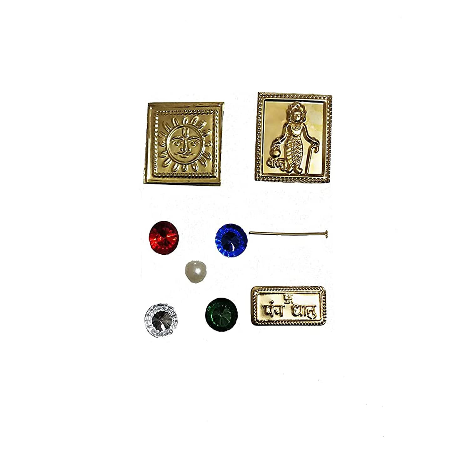 Salvus APP SOLUTIONS Metal & Stone Yantra for Garud Pooja (Small_2.5x3 Inch)