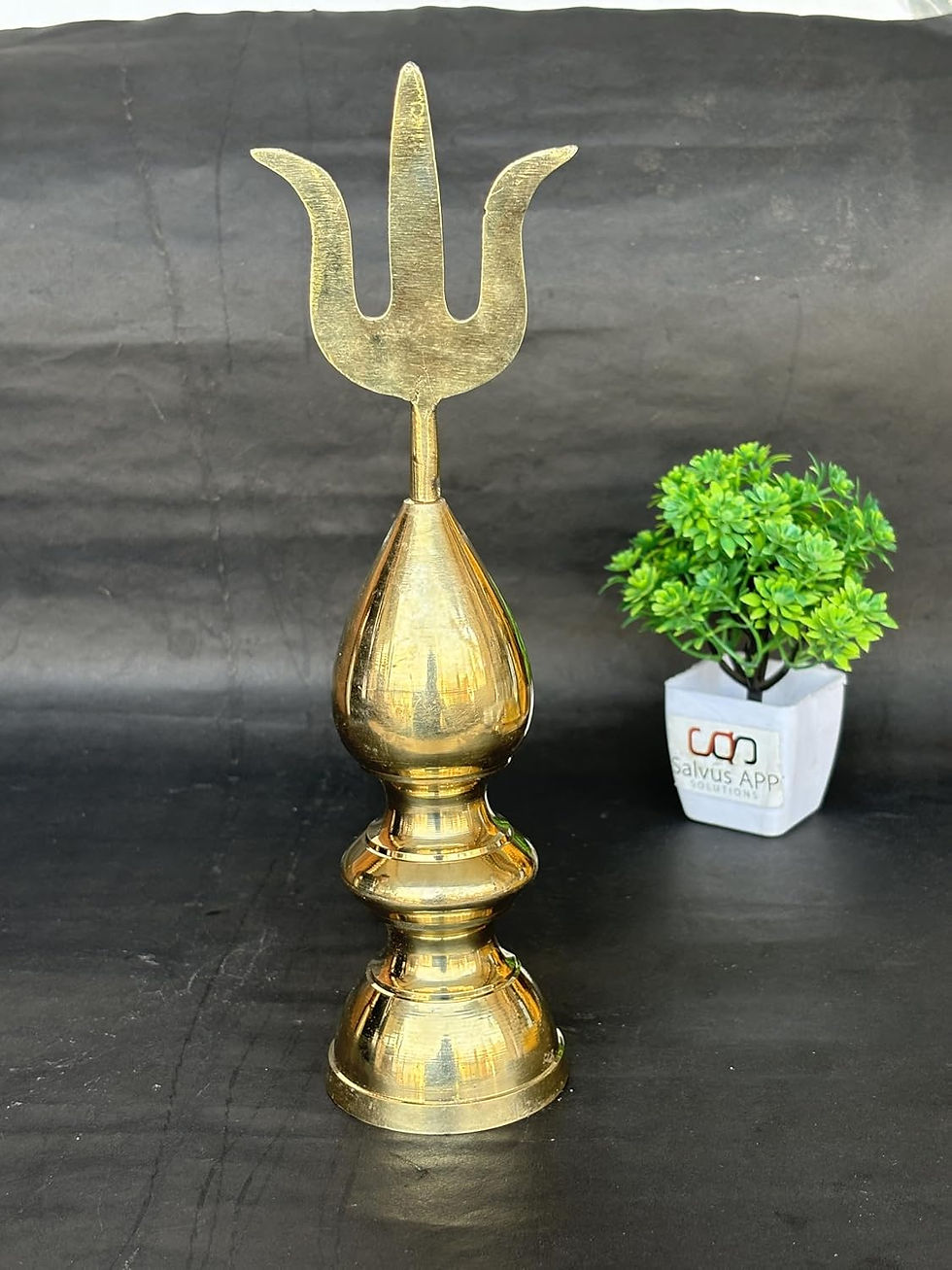 Thumbnail: Salvus APP SOLUTIONS Temple Kalash Brass Trishul for Temple (Golden_10.5 INCH)