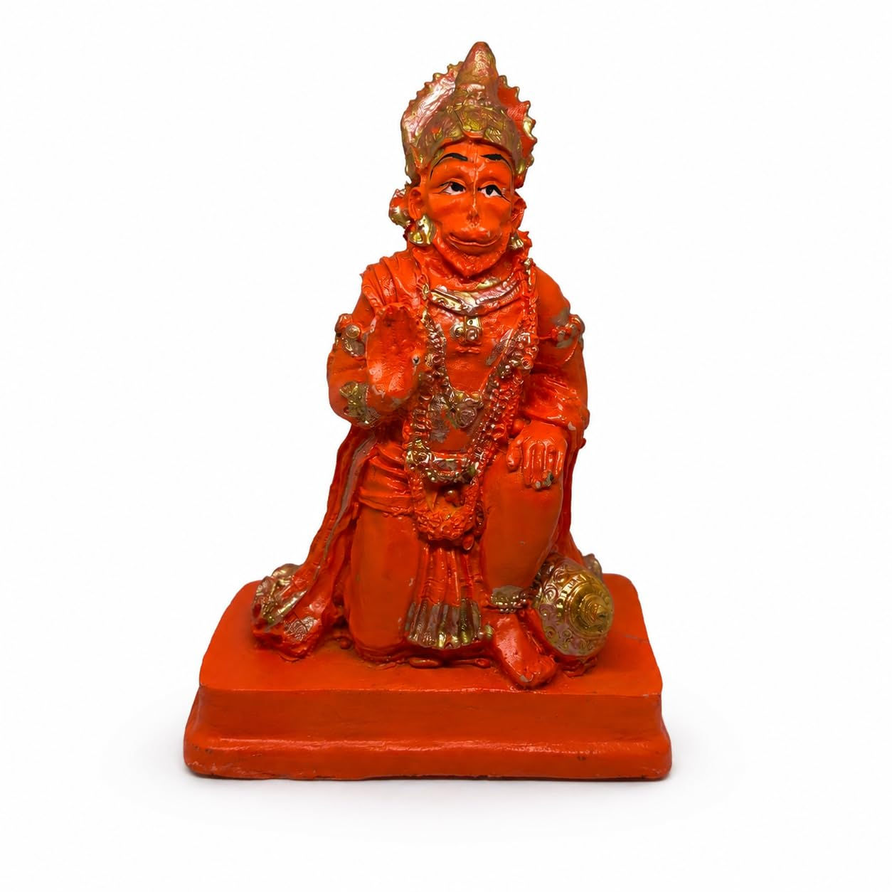 Beautiful Orange Marble Dust Lord Hanuman Statue (6 inches)