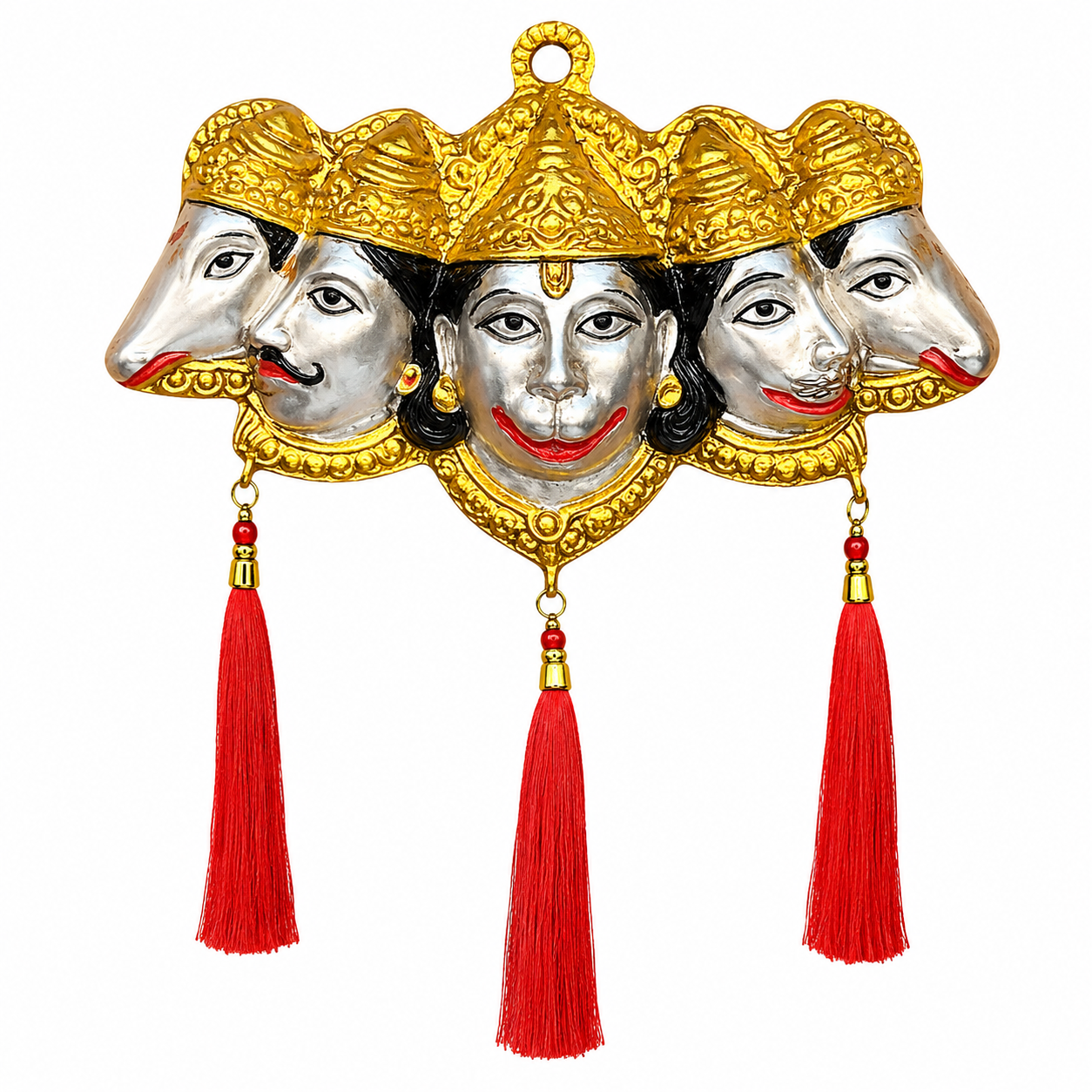 Salvus APP SOLUTIONS Panchmukhi Hanuman Ji Face Wall Hanging (Silver_4.5x7 In)