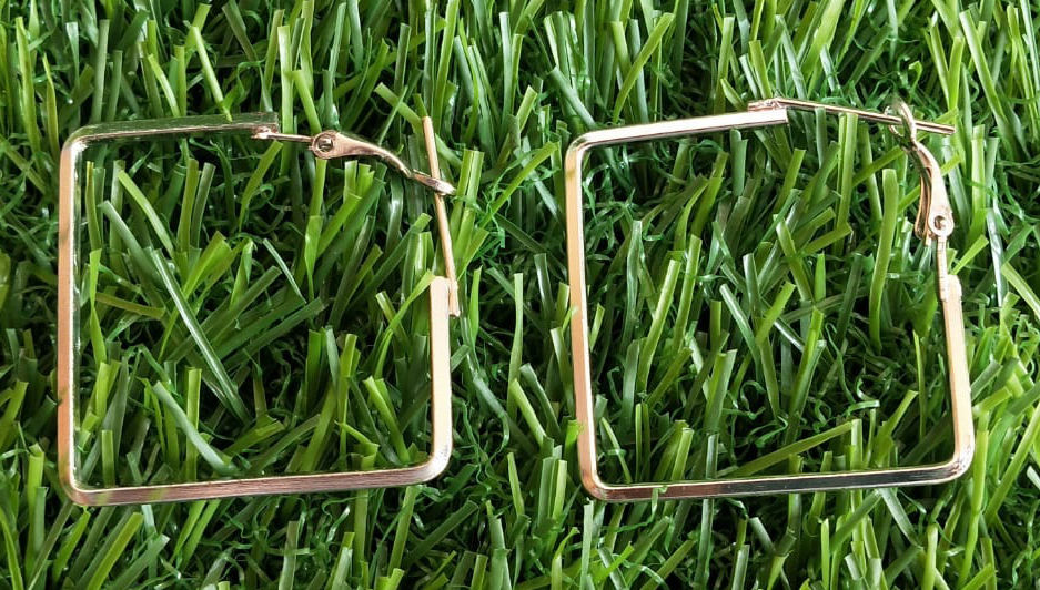 Thumbnail: Salvus APP SOLUTIONS Square Shaped Alloy Hoop Ear Bali Earrings(Silver_2 inch)