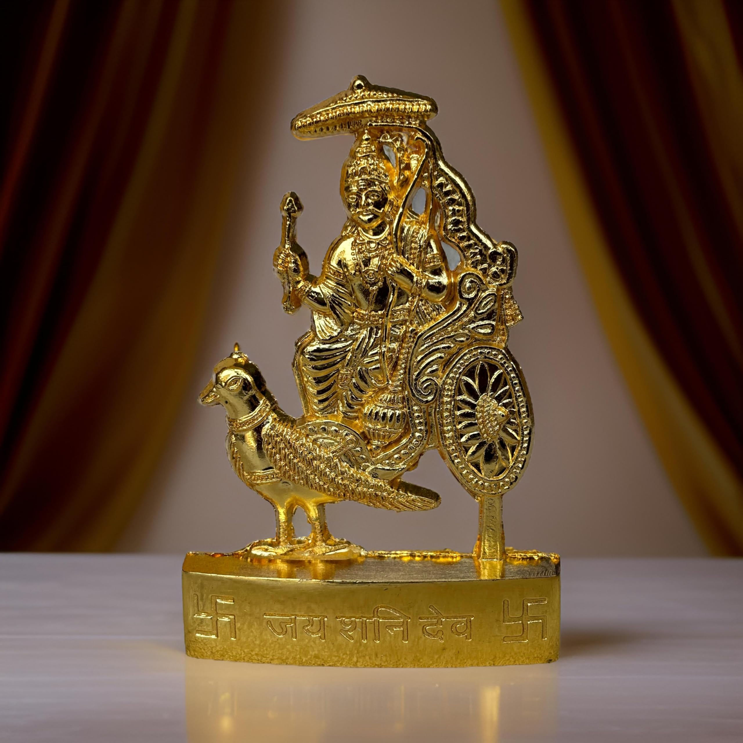 Salvus App SOLUTIONS Metal Lord Shani Dev Idol/Statue for Pooja (Golden)