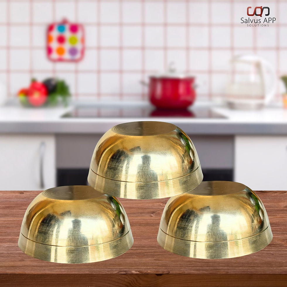 Thumbnail: Salvus APP SOLUTIONS Brass Round Dessert Bowl Set (Pack of 3_1.2x3 Inch)