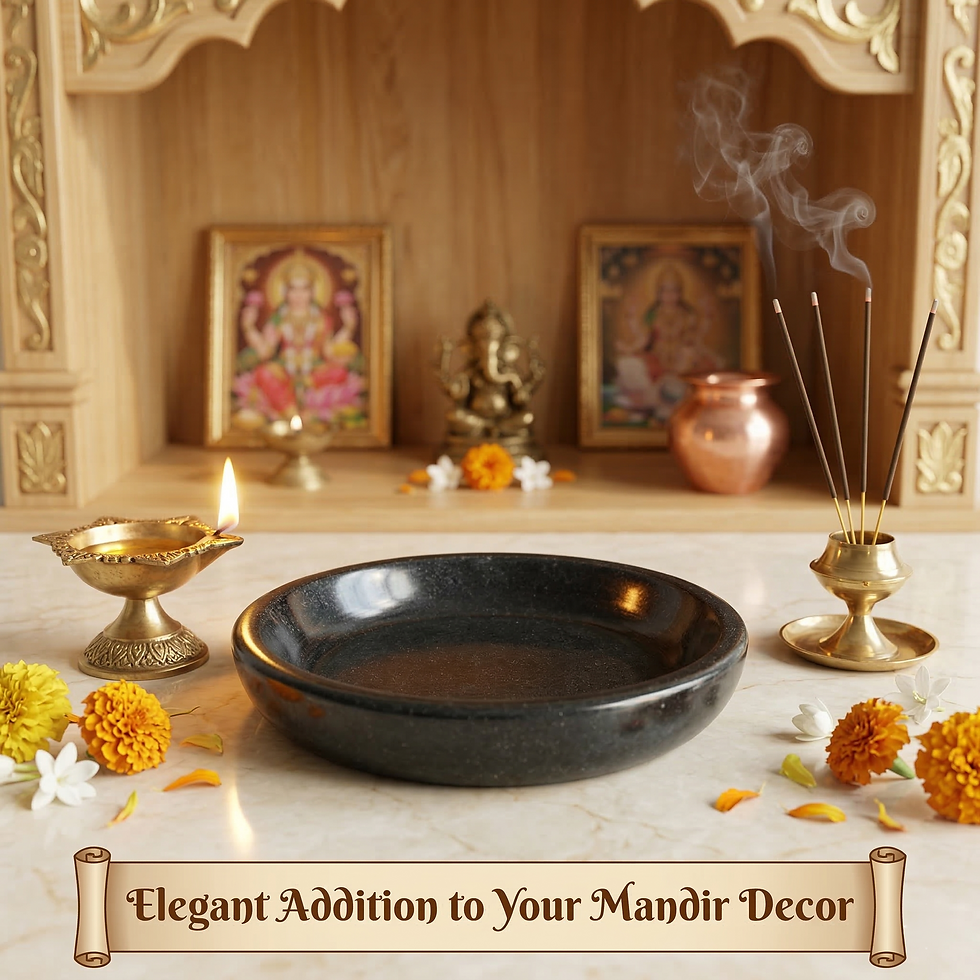 Thumbnail: Salvus APP SOLUTIONS Marble Round Plate for Pooja and Kitchen 1-Pc (Black_3 In)