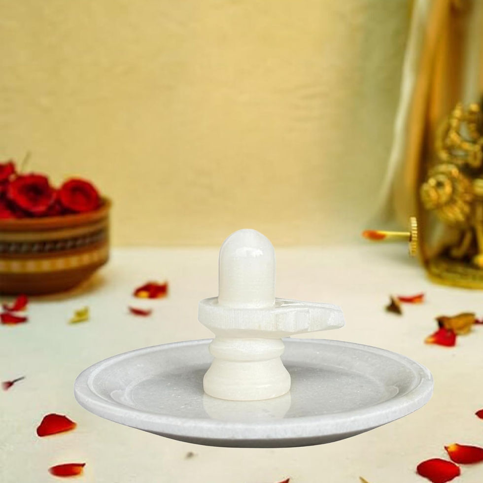 Thumbnail: Salvus APP SOLUTIONS Marble Shivling with Marble Plate for Jalabhishek (White)