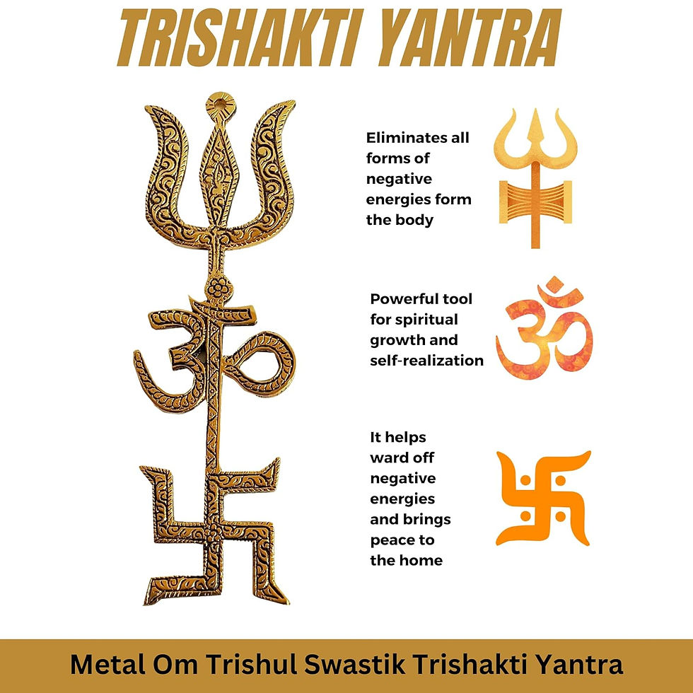 Thumbnail: Salvus APP SOLUTIONS Om Trishul Swastik Trishakti Yantra (8 inch_Golden) 1-PC