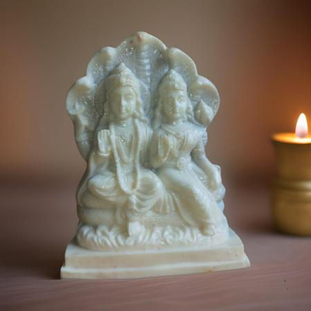 Thumbnail: Salvus APP SOLUTIONS Marble Lord Vishnu and Goddess Lakshmi - (White_4x5 Inch)