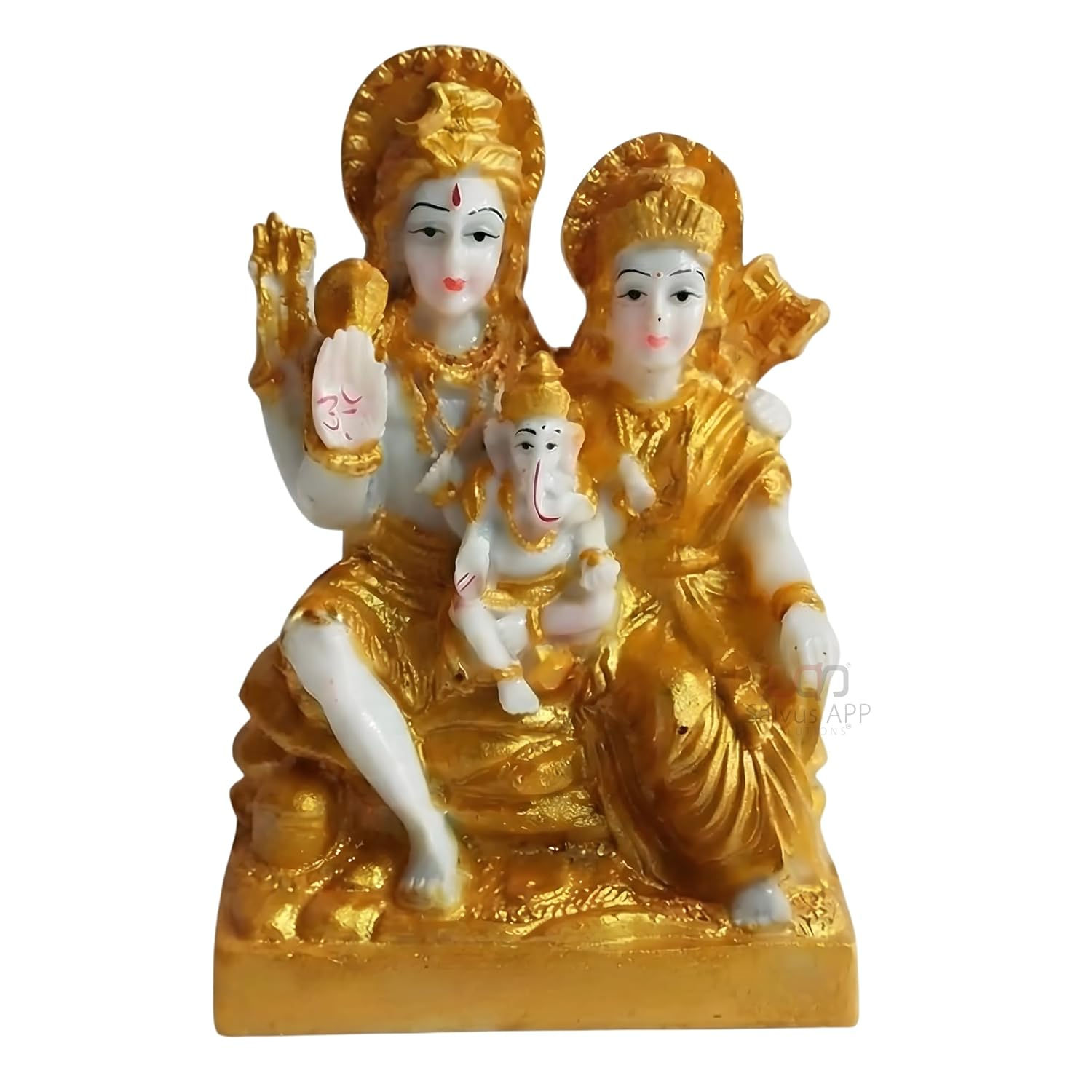 Gold & White Polyresin Shiva Parivar, 7 Inch
