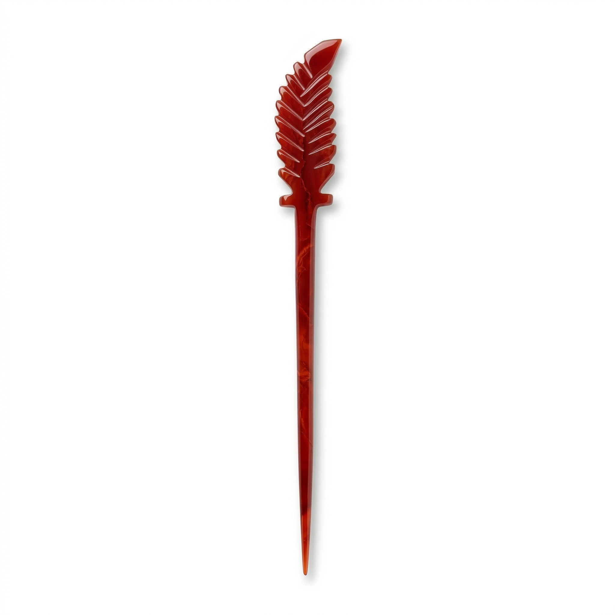 Marble Curve Leaf Hair Stick for Girls & Women (Red_1.3x15)