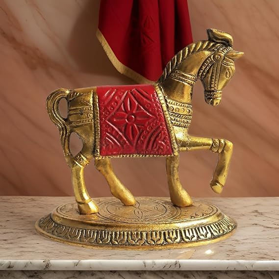 Thumbnail: Metal Red Horse, Vaastu Feng Shui Horse for Vastu Wealth, Income (4x4_Inch)
