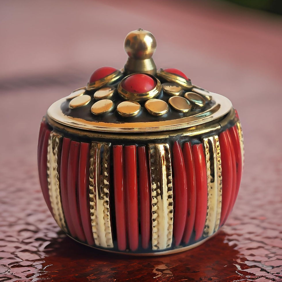 Thumbnail: Salvus APP SOLUTIONS Brass Kangan Design Sindoor Box (2 Inch_ Multicolor)