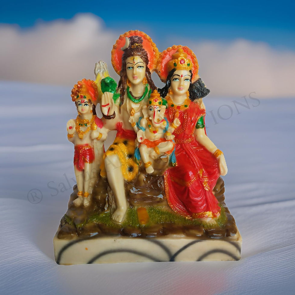 Salvus APP SOLUTIONS Polyresin Shiv Parivar {Shiv Parvati Ganesha} (8 in_Multi)