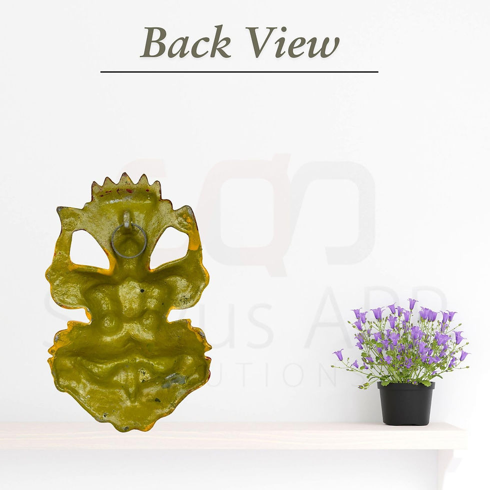Thumbnail: Salvus APP SOLUTIONS Metal Narsingh Kirtimukha Wall Hanging (Yellow_ 4x4.5 Inch)