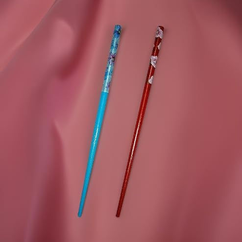 Thumbnail: Salvus App SOLUTIONS Wooden Handmade Beautiful Blue & Red Hair Pin, Set of 2