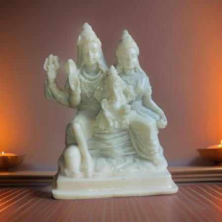 Salvus APP SOLUTIONS Divine Polyresin Shiv Parivar (White_3.5x5 Inch)