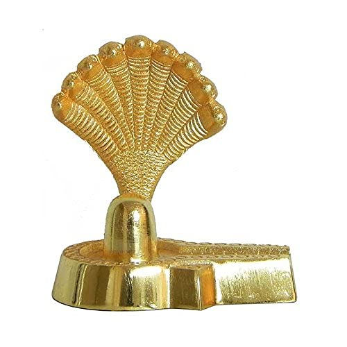 Thumbnail: Salvus App SOLUTIONS Metal Golden Shiva Pindi/Shivling with Sheshnaag Statue