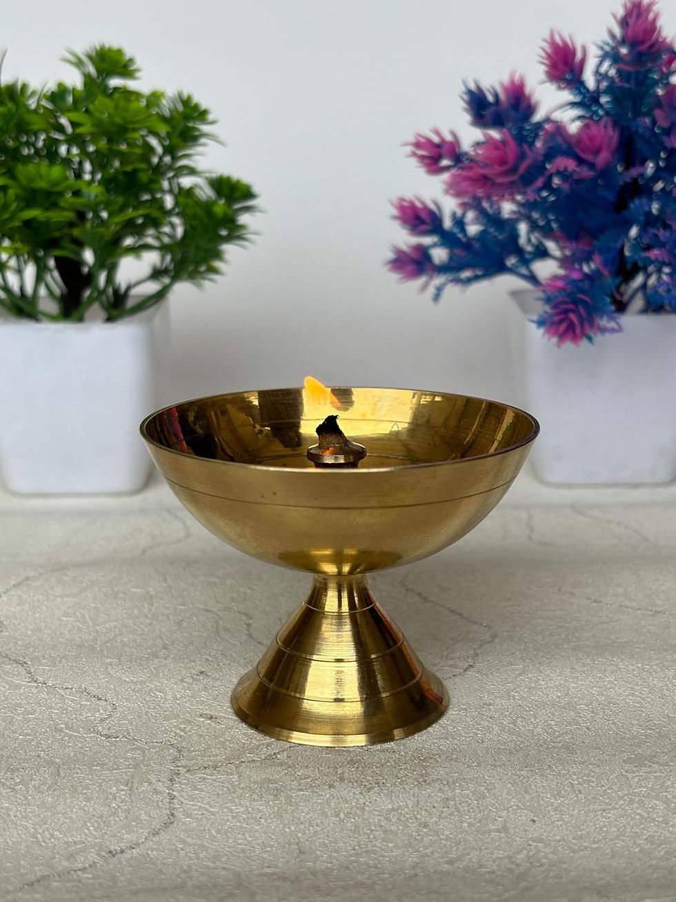 Thumbnail: Salvus APP SOLUTIONS Traditional Brass Round Shape Deepak/Diya (2.5x2 Inch)